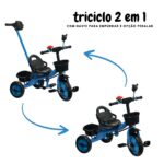 Triciclo Infantil Com Empurrador Azul BW311AZ - 3