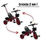 Triciclo Infantil Com Empurrador Vermelho BW311VM - 3