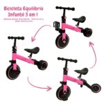 Bicicleta Equilíbrio Infantil 3 Em 1 Rosa BW312RS - 3