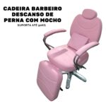 Cadeira Barbeiro Descanso Perna Com Mocho Rosa IWCBDM01RS - 3