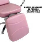 Cadeira Barbeiro Descanso Perna Com Mocho Rosa IWCBDM01RS - 5