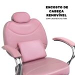 Cadeira Barbeiro Descanso Perna Com Mocho Rosa IWCBDM01RS - 6