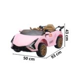 Mini Carro Elétrico 12V Com Controle Remoto Rosa Importway - BW373RS - 2