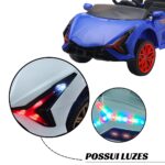 Mini Carro Elétrico 12V Com Controle Remoto Azul Importway - BW373AZ - 3