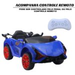 Mini Carro Elétrico 12V Com Controle Remoto Azul Importway - BW373AZ - 5