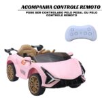 Mini Carro Elétrico 12V Com Controle Remoto Rosa Importway - BW373RS - 5