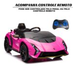 Mini Carro Elétrico 12V Lamborghini Autêntica Rosa Importway BW378RS - 5