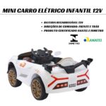Mini Carro Elétrico 12V Com Controle Remoto Branco Importway - BW373BR - 7