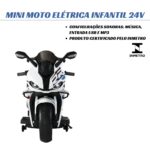 Mini Moto Elétrica 24V Branca Importway BW385BR - 8