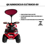 Quadriciclo Elétrico 6V Com Empurrador E Cobertura Vermelho Importway BW375VM - 9