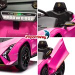 Mini Carro Elétrico 12V Lamborghini Autêntica Rosa Importway BW378RS - 9