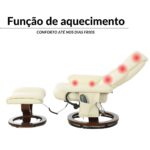 Poltrona Reclinável Com Massagem, Aquecimento e Suporte Para Pés Bege - IWM001BG - 10