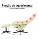 Poltrona Reclinável Com Massagem, Aquecimento e Suporte Para Pés Bege - IWM002BG - 10