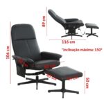 Poltrona Reclinável Com Massagem, Aquecimento e Suporte Para Pés Preto - IWM002PT - 3