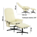 Poltrona Reclinável Com Massagem, Aquecimento e Suporte Para Pés Bege - IWM002BG - 3