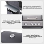 Churrasqueira 2 Em 1 Gás E Carvão Kit Com Chapa E Defumador - IWCG012 - 3