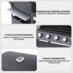 Churrasqueira a Gás 4 Queimadores Kit Com Chapa E Defumador - IWCG007 - 4