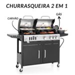 Churrasqueira 2 Em 1 Gás E Carvão Kit Com Chapa E Defumador - IWCG012 - 9