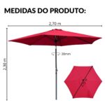Ombrelone Base Central Articulado 2,70m Vermelho - IWOBCA270BO - 2