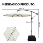 Ombrelone Lateral 3,00M Branco Com Base - IWCJ006BR - 2