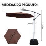 Ombrelone Lateral 3,00M TerraCota Com Base - IWCJ006TE - 2