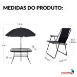 Conjunto 8 peças Mesa, Cadeiras e Guarda-Sol - IWCJ013 - 2