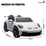 Mini Carro Elétrico 24V Licenciado Porsche 911 GT3 Branco - BW423BR - 2