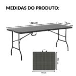 Mesa Camping Dobrável Vira Maleta 1,80.X 0,73M Rattan - IWCAM008RT - 2