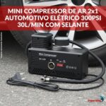 Mini Compressor De Ar 2x1 Automotivo Elétrico 300PSI 30L/MIN Com Selante - IWMCA003 - 2