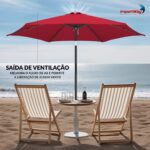 Ombrelone Base Central Articulado 2,70m Vermelho - IWOBCA270BO - 3