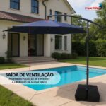 Ombrelone Lateral 3,00M Azul Com Base - IWCJ006AZ - 3