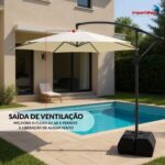 Ombrelone Lateral 3,00M Branco Com Base - IWCJ006BR - 3