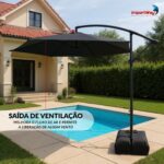 Ombrelone Lateral 3,00M Preto Com Base - IWCJ006PT - 3