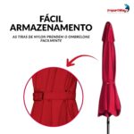 Ombrelone Base Central Articulado 2,70m Vermelho - IWOBCA270BO - 4
