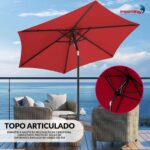 Ombrelone Base Central Articulado 2,70m Vermelho - IWOBCA270BO - 5