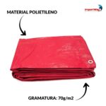 Lona Plástica De Polietileno 70G/M2 Vermelho 4x4M - IWLP44VM - 6