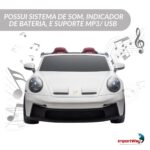 Mini Carro Elétrico 24V Licenciado Porsche 911 GT3 Branco - BW423BR - 6