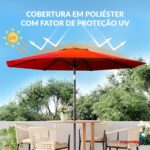 Ombrelone Base Central Articulado 2,70m Vermelho - IWOBCA270BO - 7