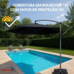 Ombrelone Lateral 3,00M Preto Com Base - IWCJ006PT - 7