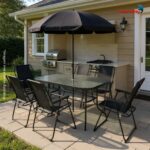 Conjunto 8 peças Mesa, Cadeiras e Guarda-Sol - IWCJ013 - 9