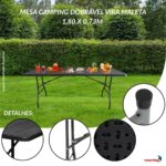 Mesa Camping Dobrável Vira Maleta 1,80.X 0,73M Madeira - IWCAM008MD - 9