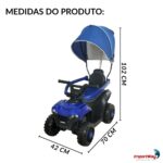 Mini Quadriciclo Elétrico 6V Com Empurrador E Cobertura Azul - BW393AZ - 2