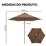 Ombrelone Central De Madeira 2,70M TerraCota - IWOBCM270TE - 2