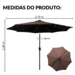 Ombrelone Base Central Articulado Com Led 2,70m TerraCota - IWOBCAL270TE - 2