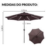 Ombrelone Central Led Varetas 2,70m TerraCota - IWOBCL270TE - 2