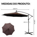 Ombrelone Lateral Com Led 3,00m TerraCota - IWOBLL300TE - 2
