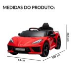 Mini Carro Elétrico 12V Licenciado Corvette C8 Vermelho - BW431VM - 2