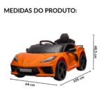 Mini Carro Elétrico 12V Licenciado Corvette C8 Laranja - BW431LR - 2