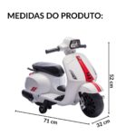 Mini Moto Elétrica 6V Licenciado Vespa Branco - BW433BR - 2