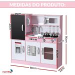 Cozinha Madeira Infantil Com Lava Louça, Microondas E Geladeira 79PCS - BW453 - 2